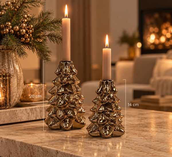 PRE ORDER Kerstboom Kaarsenhouder Bronzey | Set van 2