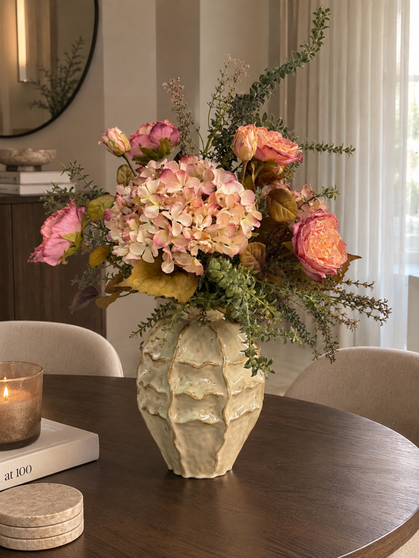 Zijden Bloemen Boeket ‘Hortensia’ | Inclusief Vaas