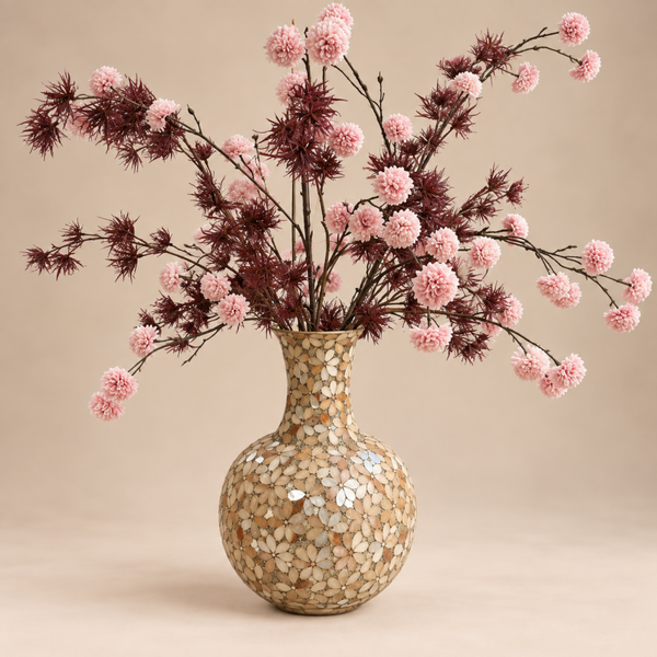 Zijden Bloemen Boeket Inclusief Mozaiek Vaas