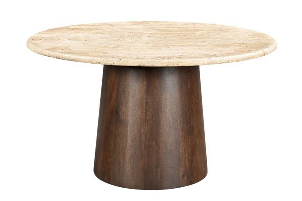 Ronde Eettafel Travertin Brix 'Valentino' – 130 cm | Travertin & Mangohout