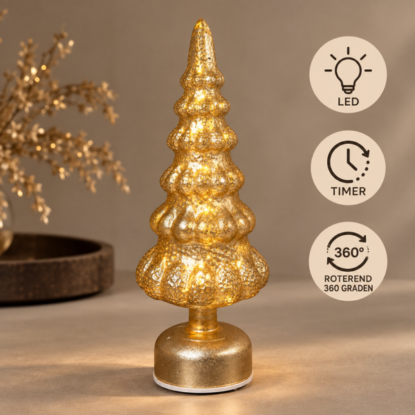 Roterende LED Kerstboom Matte Gold | 32cm