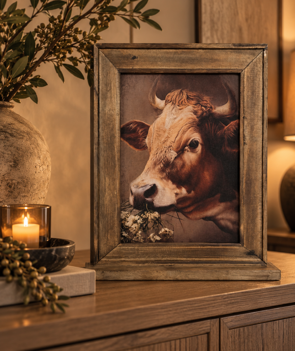Staande Lijst Met Print Koe | B45xD10xH53cm
