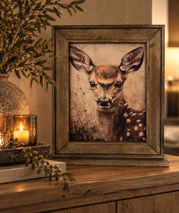 Staande Lijst Met Print Hert | B45xD10xH53cm