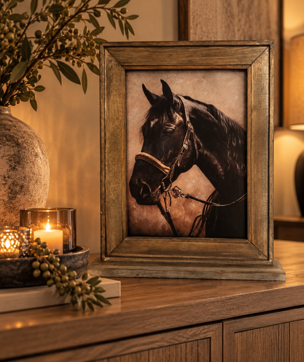Staande Lijst Met Print Paard | B45xD10xH53cm