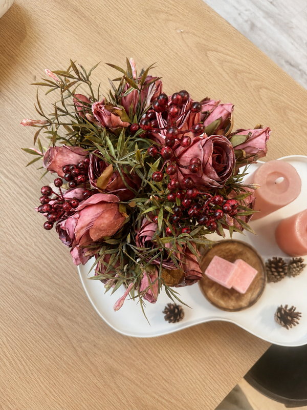 Zijden Bloemen Boeketje ‘Oud Roze Rozen’