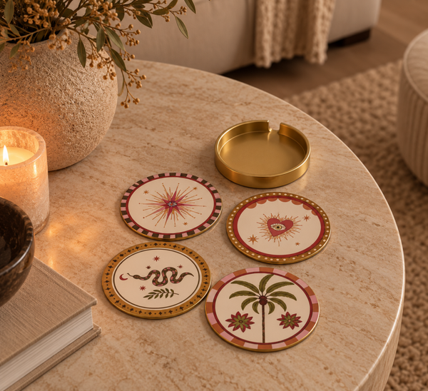 Set van 4 Onderzetters Met Houder | ‘Zia Heart’