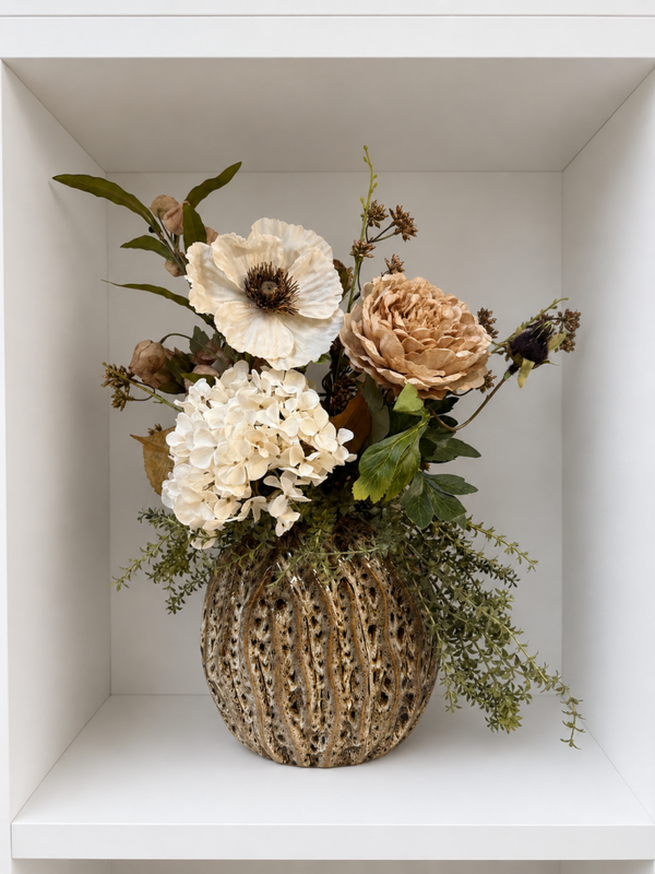 Zijden Bloemen Boeket ‘Nature Chic’ | Inclusief vaas