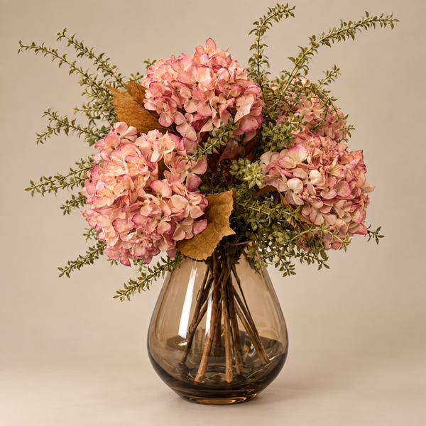 Zijden Bloemen Boeket ‘Hortensia’ | Inclusief Vaas