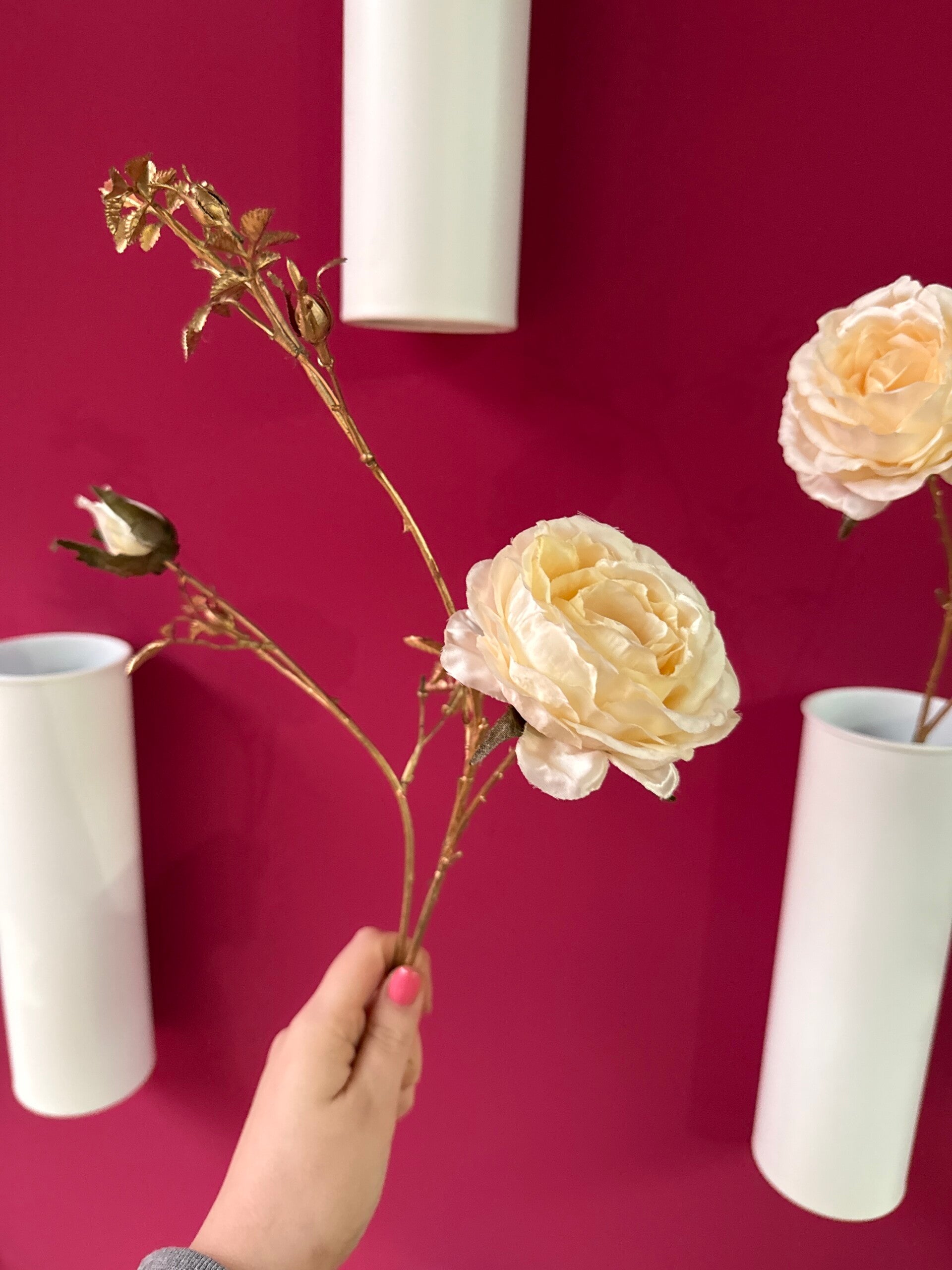 Kunst Roos Creme/Goud