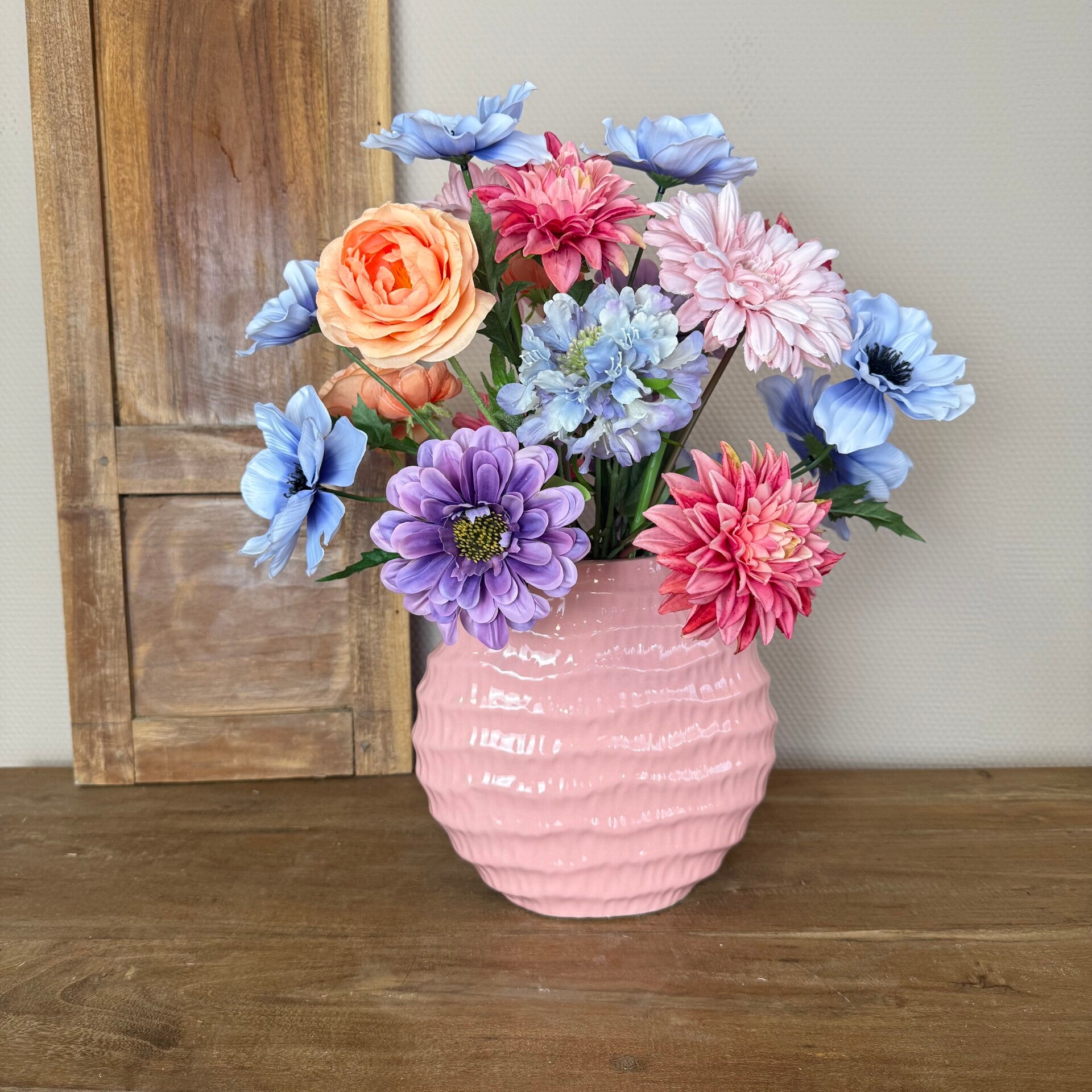 Kunstbloemen Boeket ‘Spring’ Inclusief Vaas