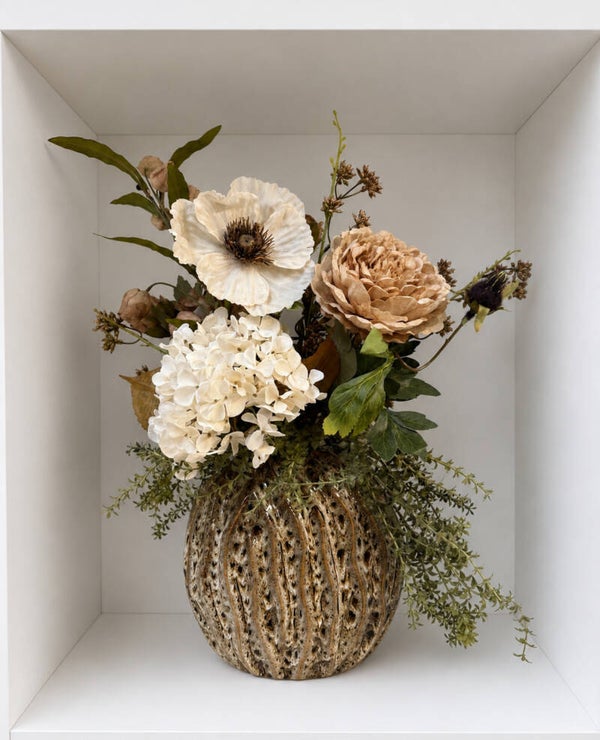 Zijden Bloemen Boeket ‘Nature Chic’ | Inclusief Vaas