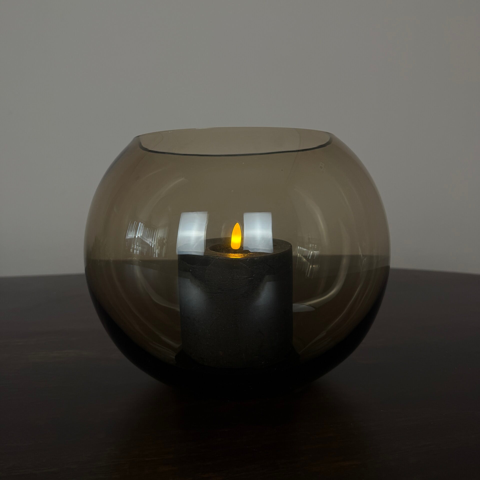 Vaas Rond 'Zambezi' | Smoke Brown | Ø25 x H20,5 cm