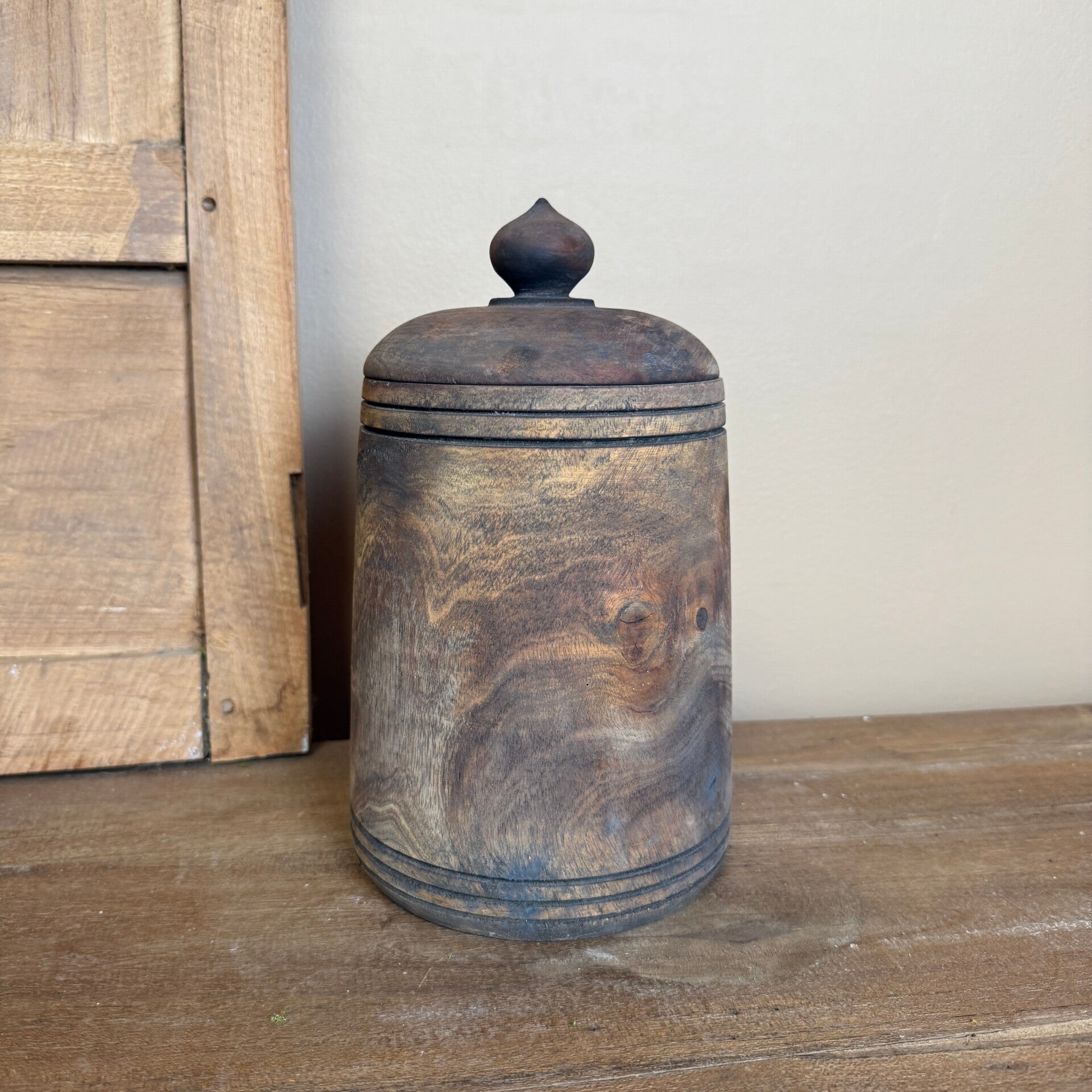 Houten Pot Met Deksel | 15xH25cm