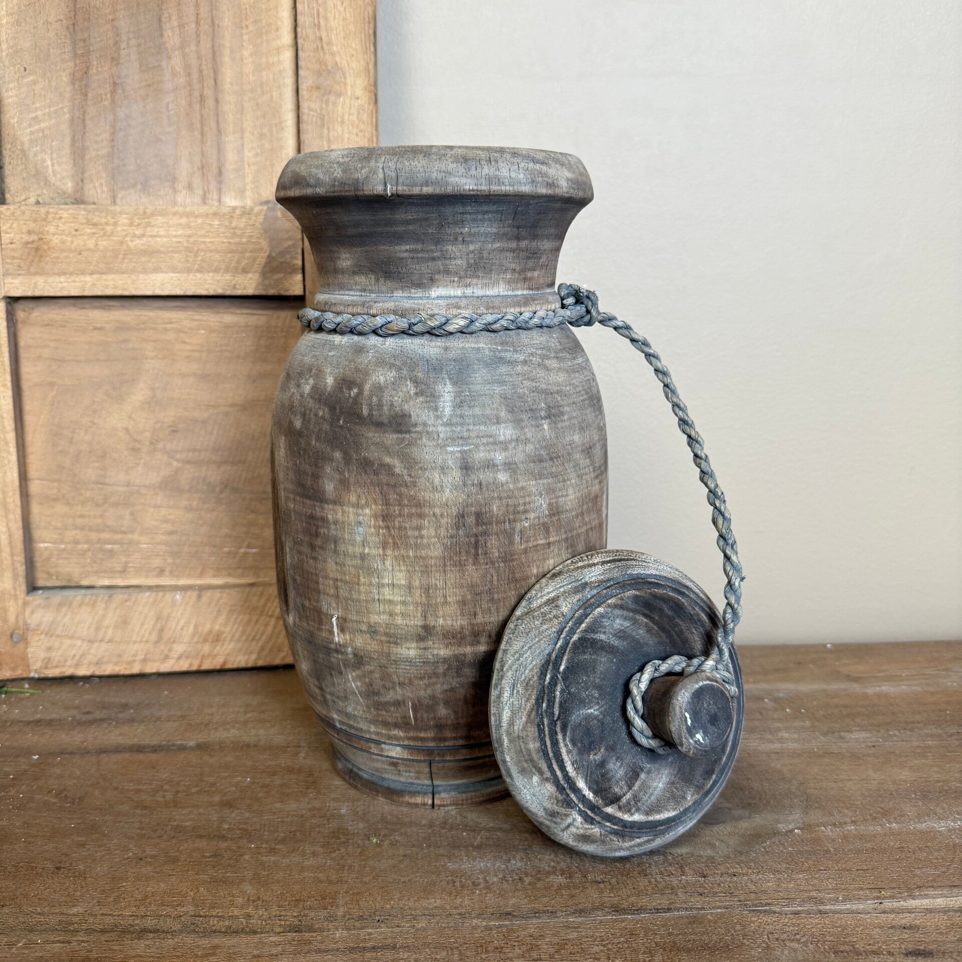 Houten Pot Met Deksel | B15xH35cm