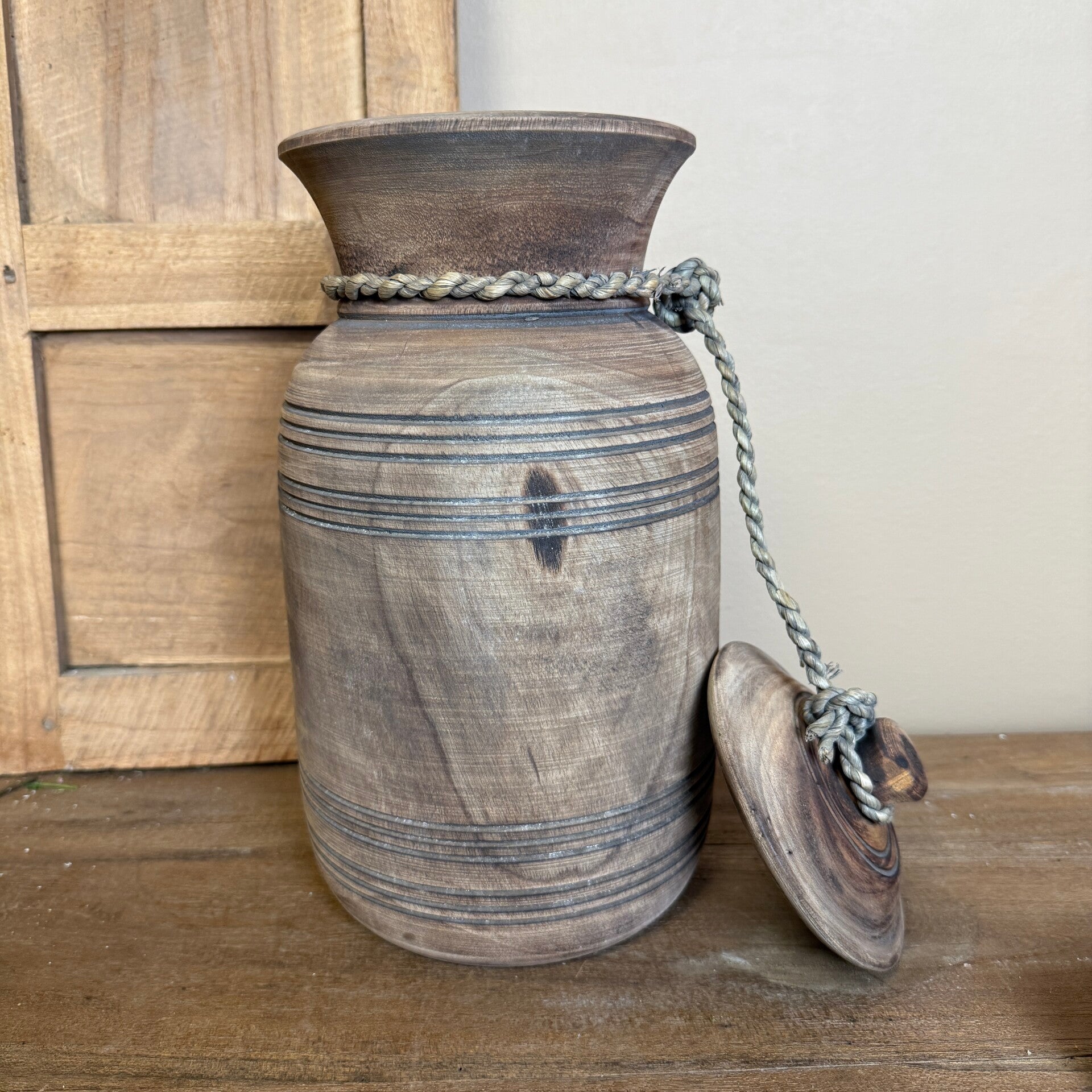 Houten Pot Met Deksel | B17xH35cm