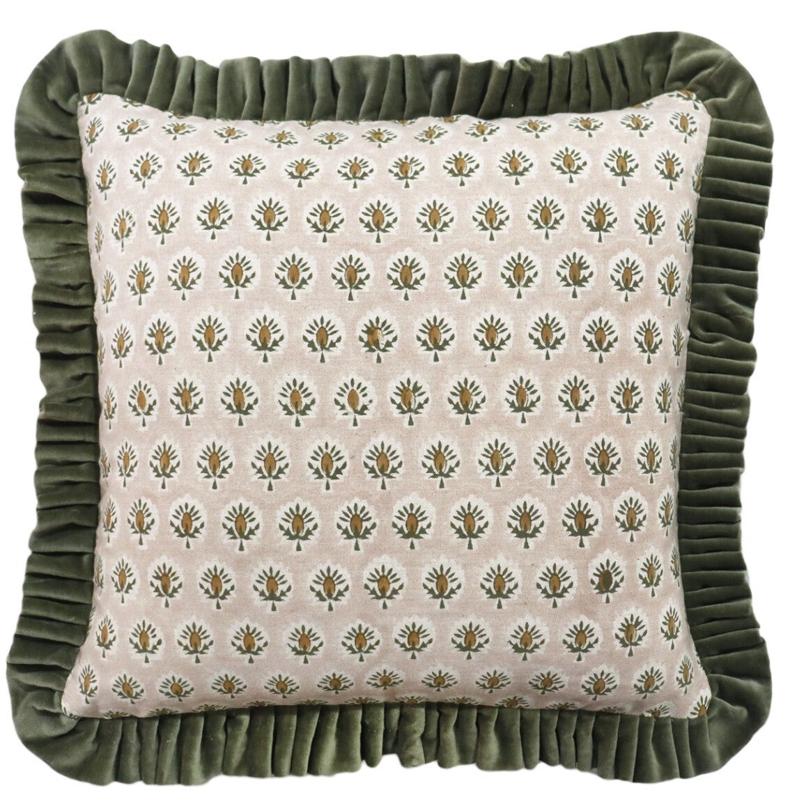 Sierkussen Met Roezels Retro Floral Green | 50x50cm