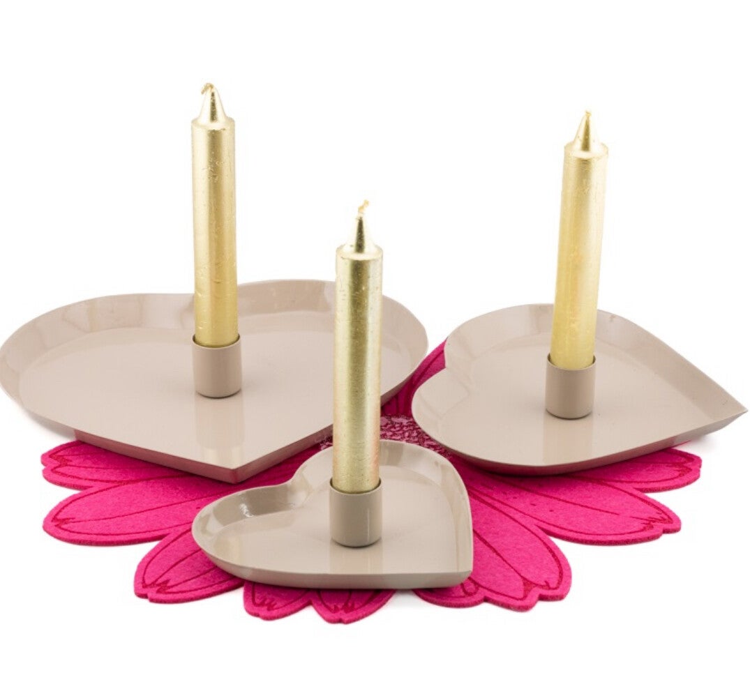 Hart Kaarsenstandaard Beige | In 2 maten