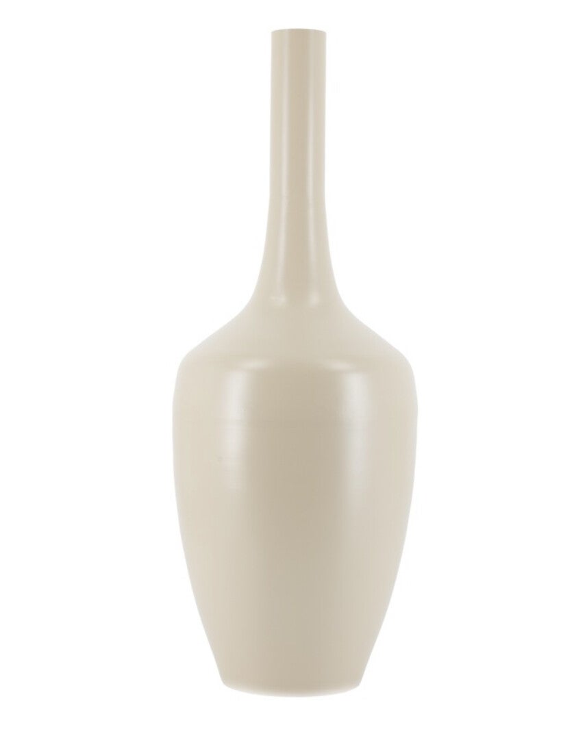 Hoge Metalen Vaas Smalle Hals Beige | 13x21x60cm