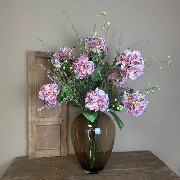 XL Hortensia Zijden Bloemen Boeket | Met of zonder vaas