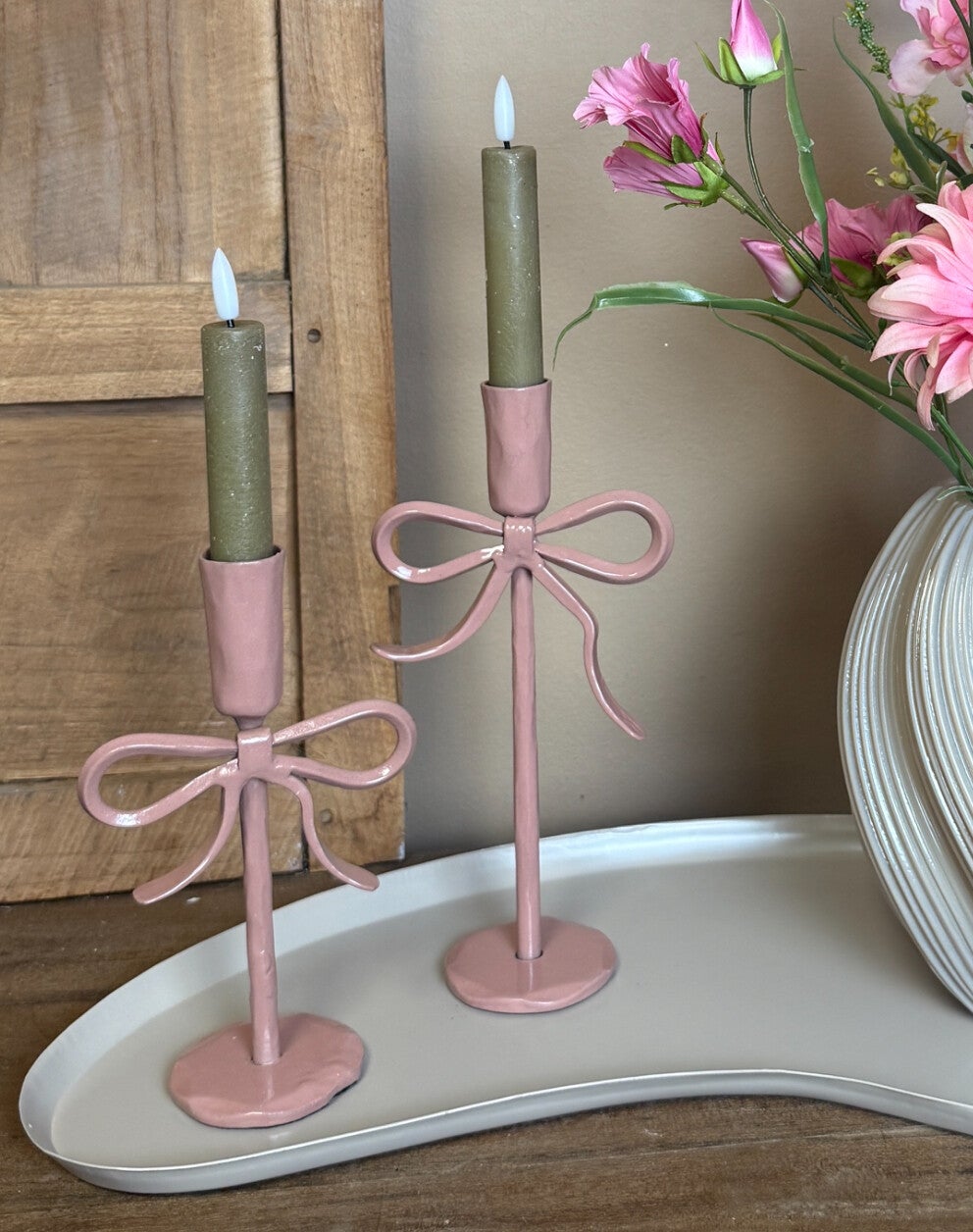 Strik Kandelaar | Roze | In 2 maten verkrijgbaar