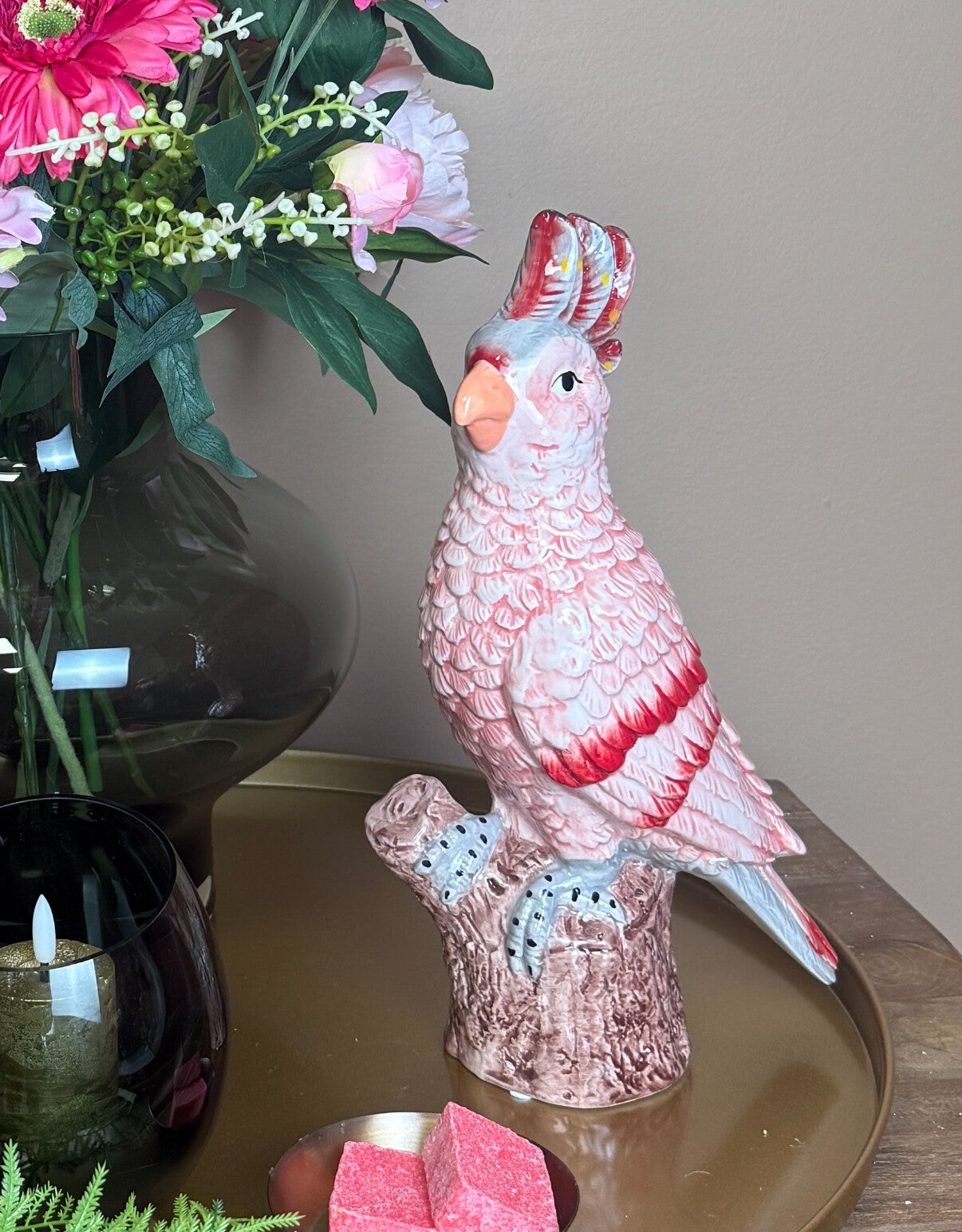 Ornament Papegaai | Decoratief Beeldje | 17,9x11,8x32,6cm