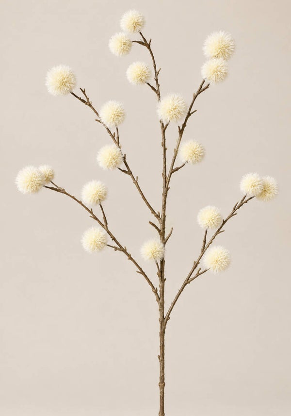Zijden Tak PomPom | Creme | 91cm
