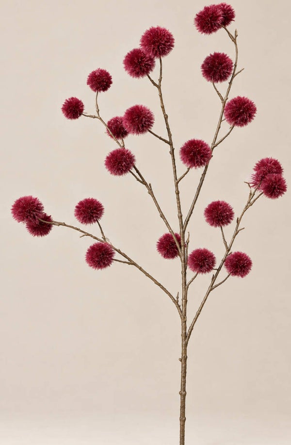 Zijden Tak PomPom | Burgundy | 91cm