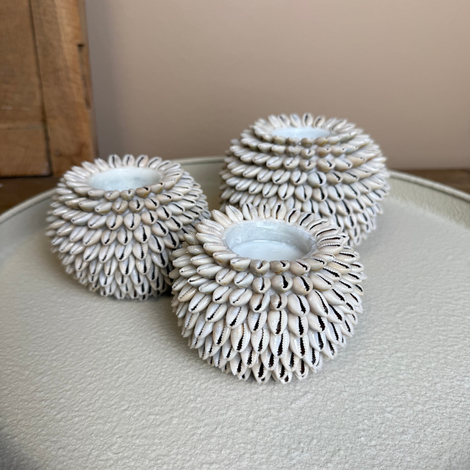 Schelp Waxinelichthouder Set Van 3