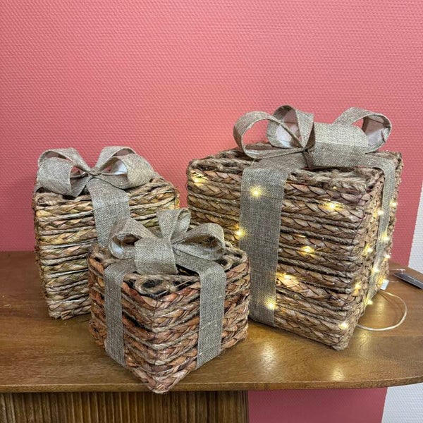 Set van 3 LED Sier Cadeaus Bruin/Taupe