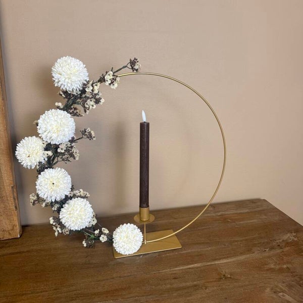 Kaarsenstandaard Met Bloemen Incl LED Kaars