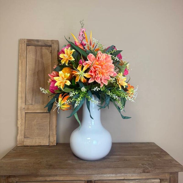 XXL Zijden Bloemen Boeket ‘Tropical Dreams’ | Inclusief Vaas