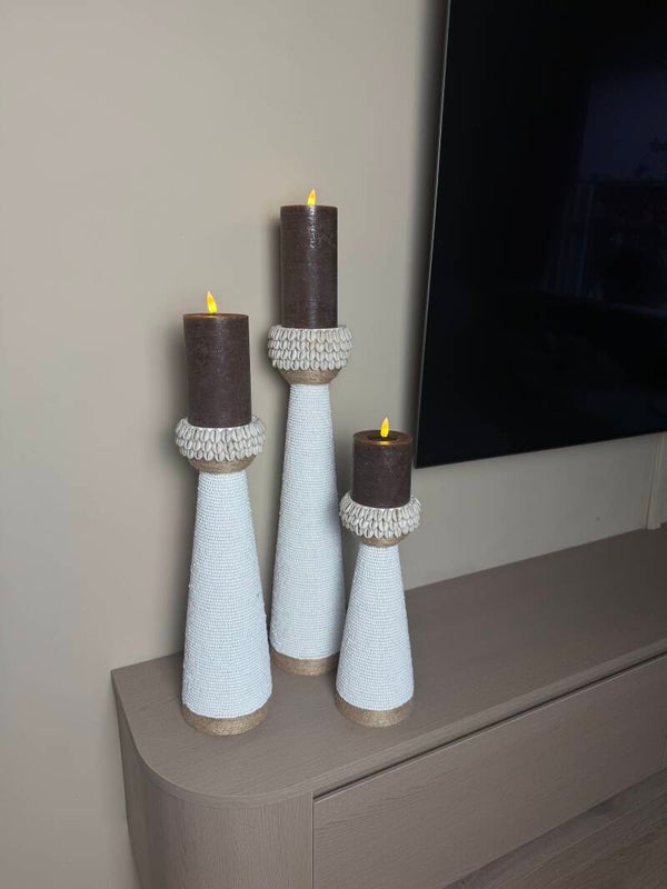 Kandelaar ‘Shell’ | Glaskralen & Schelpen | In 3 maten