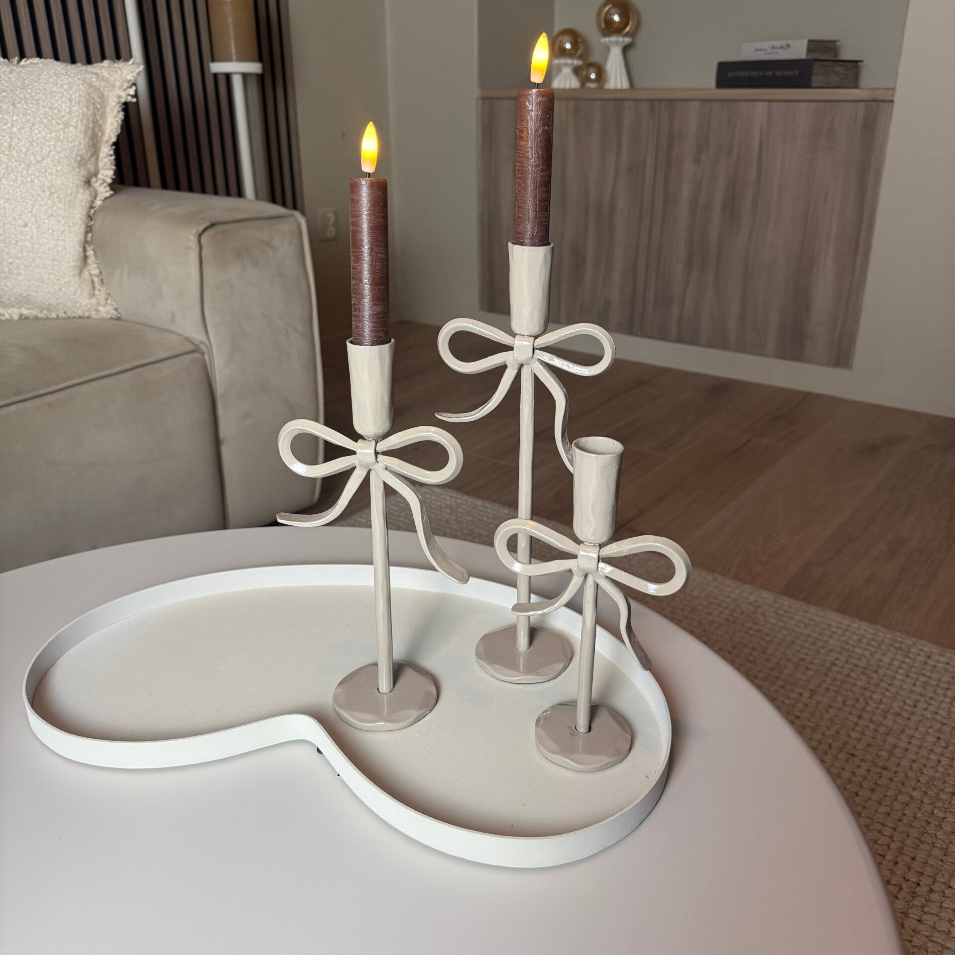 Strik Kandelaar | Beige | In 2 maten verkrijgbaar