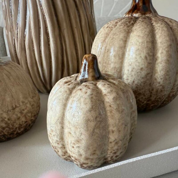 Aardewerk Pompoen Beige 'Elong' | 6,5x6,5x7,3cm