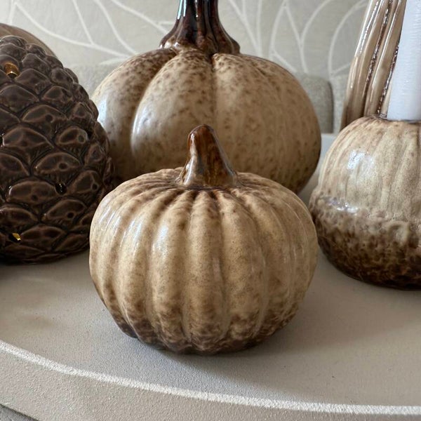 Aardewerk Pompoen Beige 'Globe' | 7,7x7,5x6,5cm