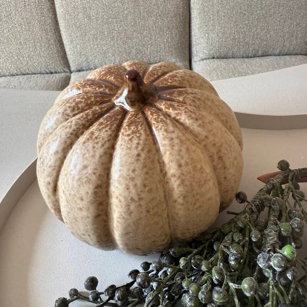 Aardewerk Pompoen Beige 'Globe' | 17x17x12,5cm