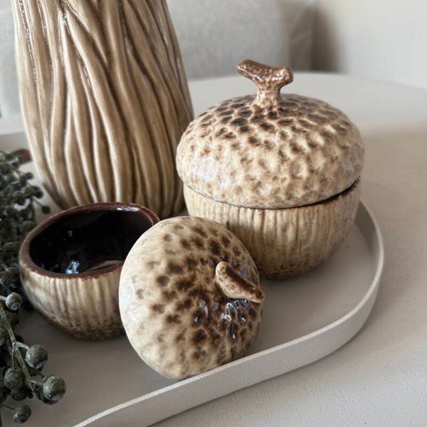 Opbergbakje Pompoen Aardewerk Beige | In 2 maten