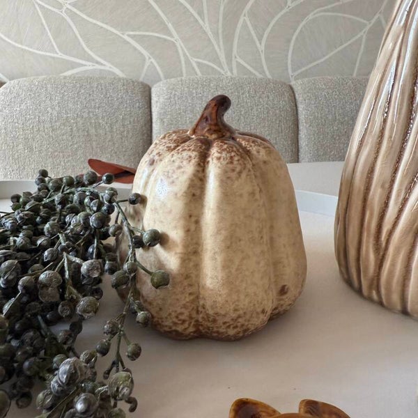 Aardewerk Pompoen Beige 'Elong' | 12,2x12,2x13cm
