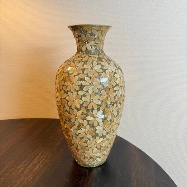 Mozaiek Sparkle Vaas ‘Flowers’ | Amber/Champagne