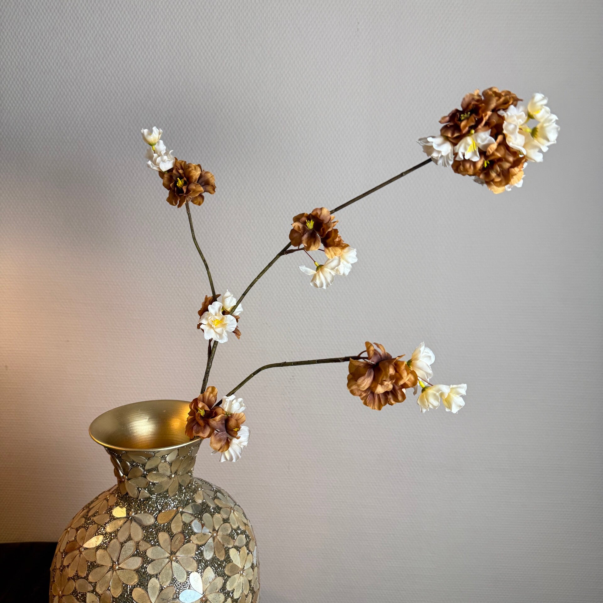 Kunstbloemen Bloesem | Bruin/Creme