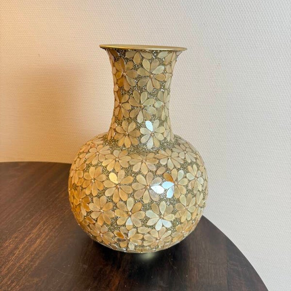 Mozaiek Vaas ‘Flowers’ Bol | Champagne Amber