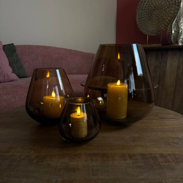 Tasman Windlichten Set Van 3 | Smoke Brown