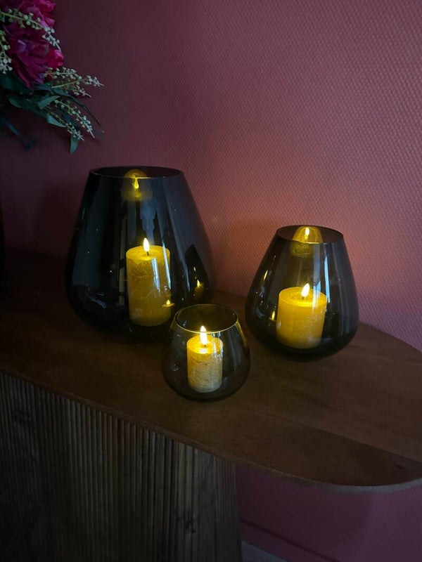 PRE ORDER Tasman Windlichten Set Van 3 | Smoke Black