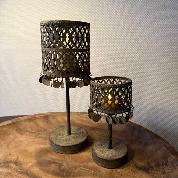 Antique Look Waxinelichthouder Op Voet | In 2 maten