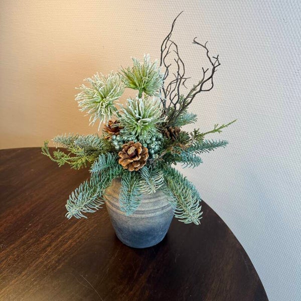 Kunst Kerst Bloemstuk Inclusief Vaas