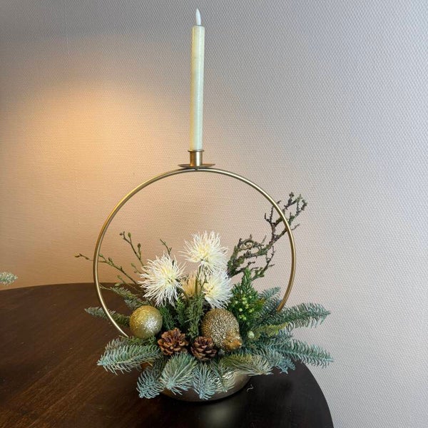 XL Kandelaar Met Kerst Bloemstuk
