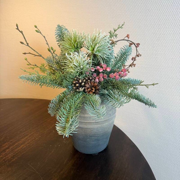 Kunst Kerst Bloemstuk Inclusief Vaas
