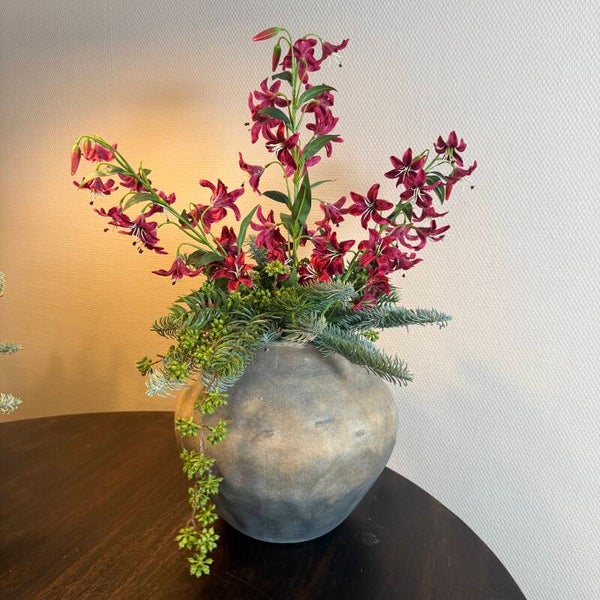 Kunst Kerst Bloemstuk Inclusief Vaas Groot