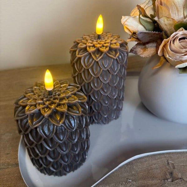 LED Kaarsen ‘Lotus’ | Bruin | Countryfield |Verkrijgbaar in 2 maten