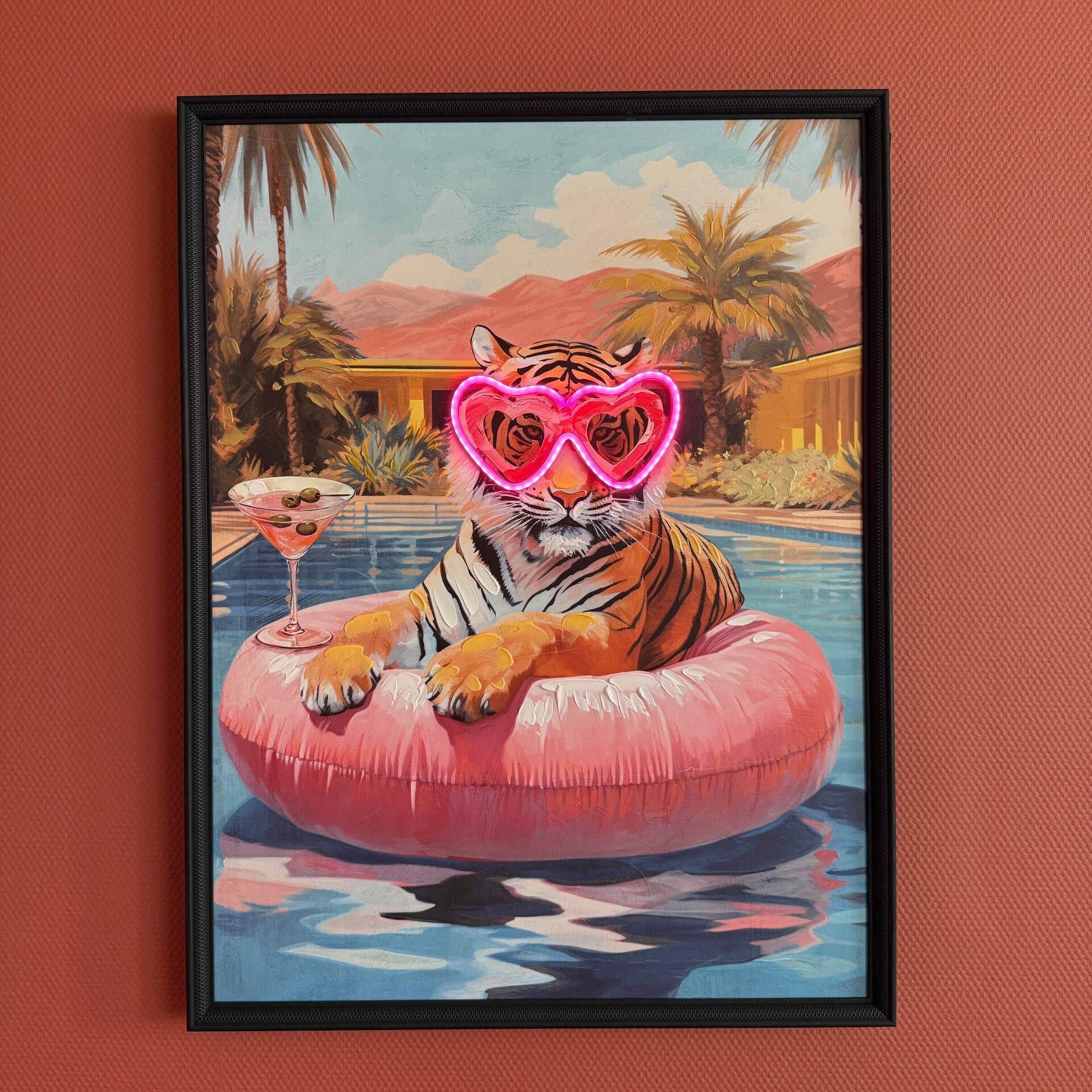 Neon LED Schilderij | Tiger Summer | 63x88x3,7cm